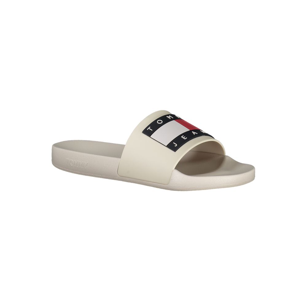 Chaussures homme Tommy Hilfiger en polyuréthane beige, slippers confortables pour un style décontracté.
