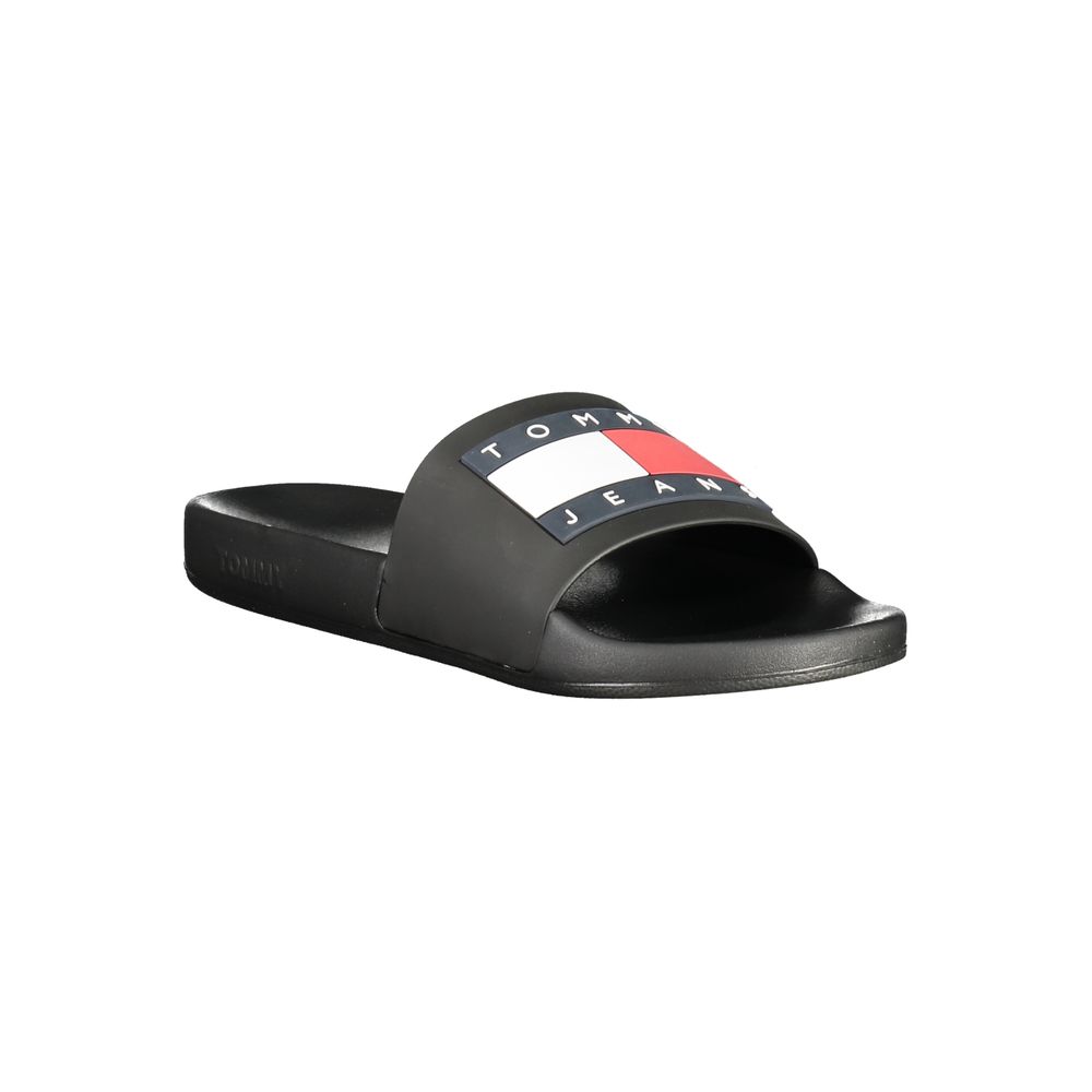 Pantoufles pour homme Tommy Hilfiger en polyuréthane noir, style confortable et élégant pour un usage quotidien.