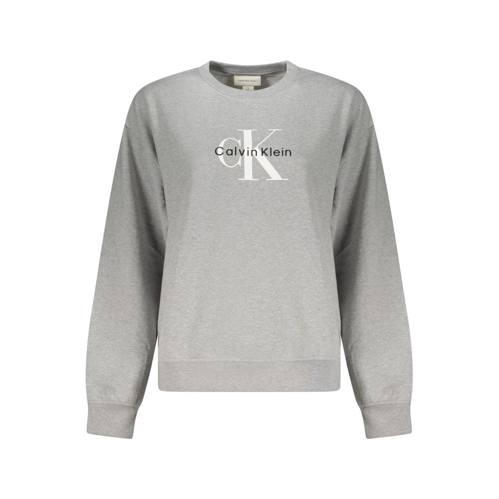 Sweat-shirt gris en coton pour femmes de la marque Calvin Klein, confort et style décontracté.