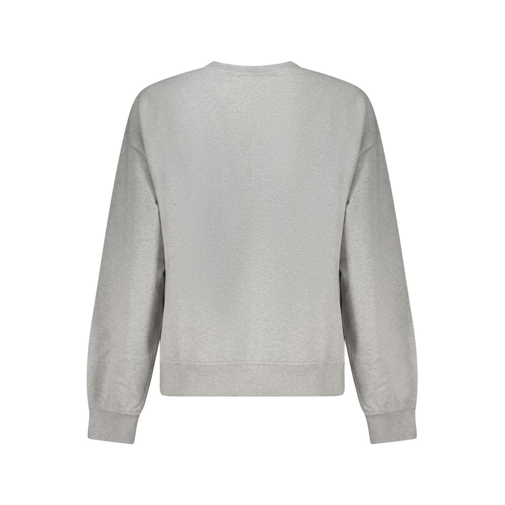 Sweat-shirt gris en coton pour femme de la marque Calvin Klein, décontracté et confortable, porté sur un mannequin.