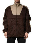 Veste coupe-vent Dolce & Gabbana en coton marron beige avec fermeture éclair, style décontracté et moderne.