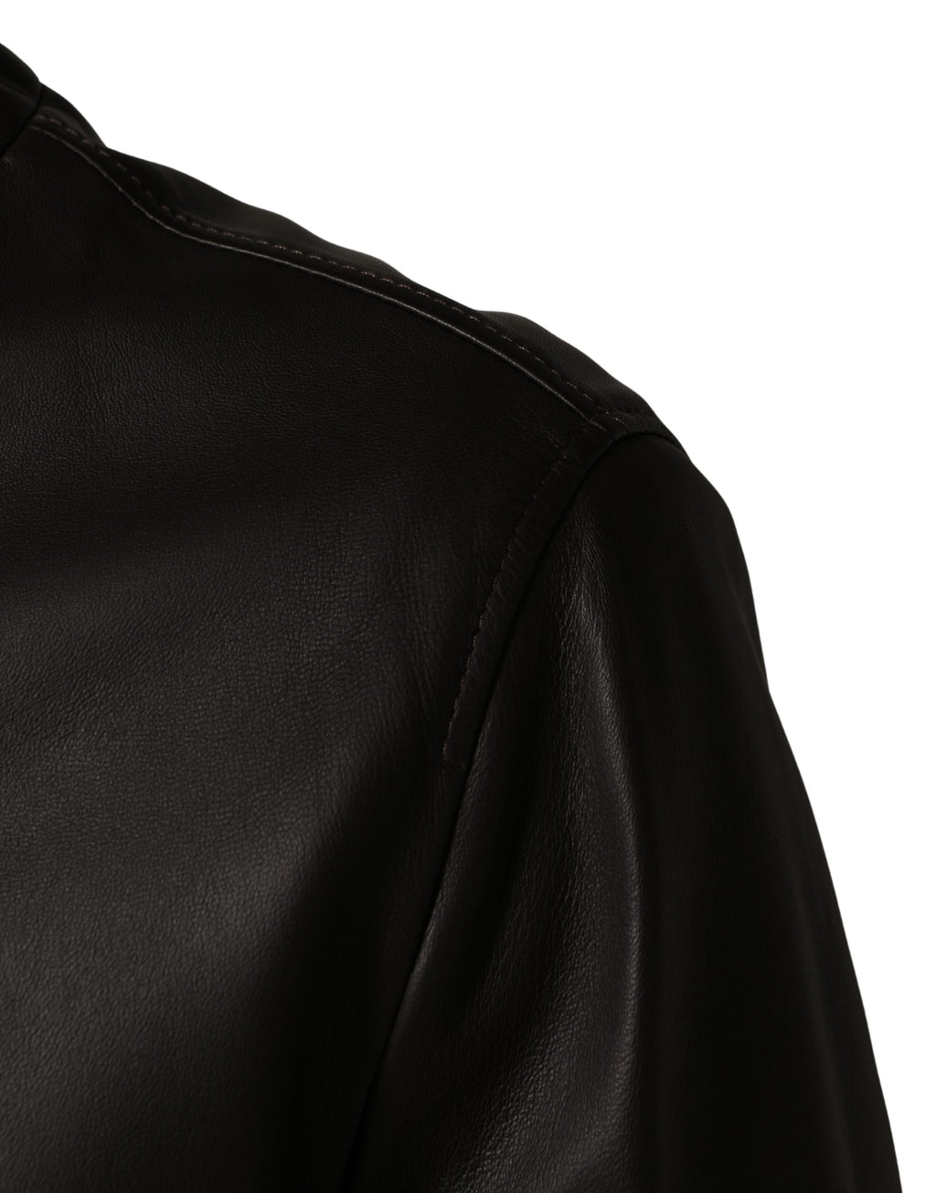 Veste biker noire en cuir d'agneau Dolce & Gabbana avec fermeture éclair complète, style élégant et moderne.