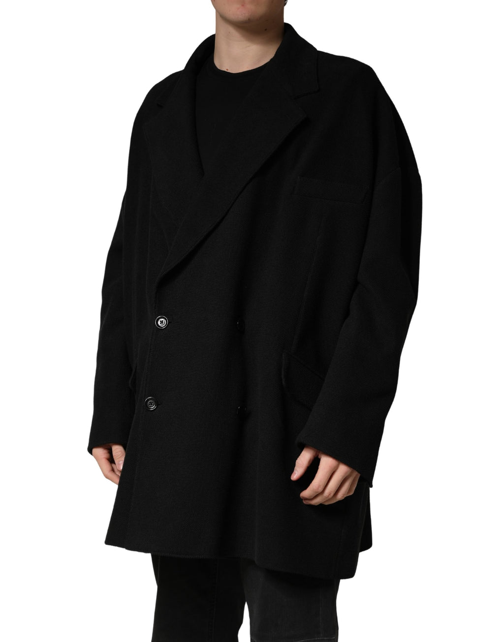 Veste de costume noire Dolce & Gabbana à double boutonnage, style élégant et sophistiqué, vue de face.