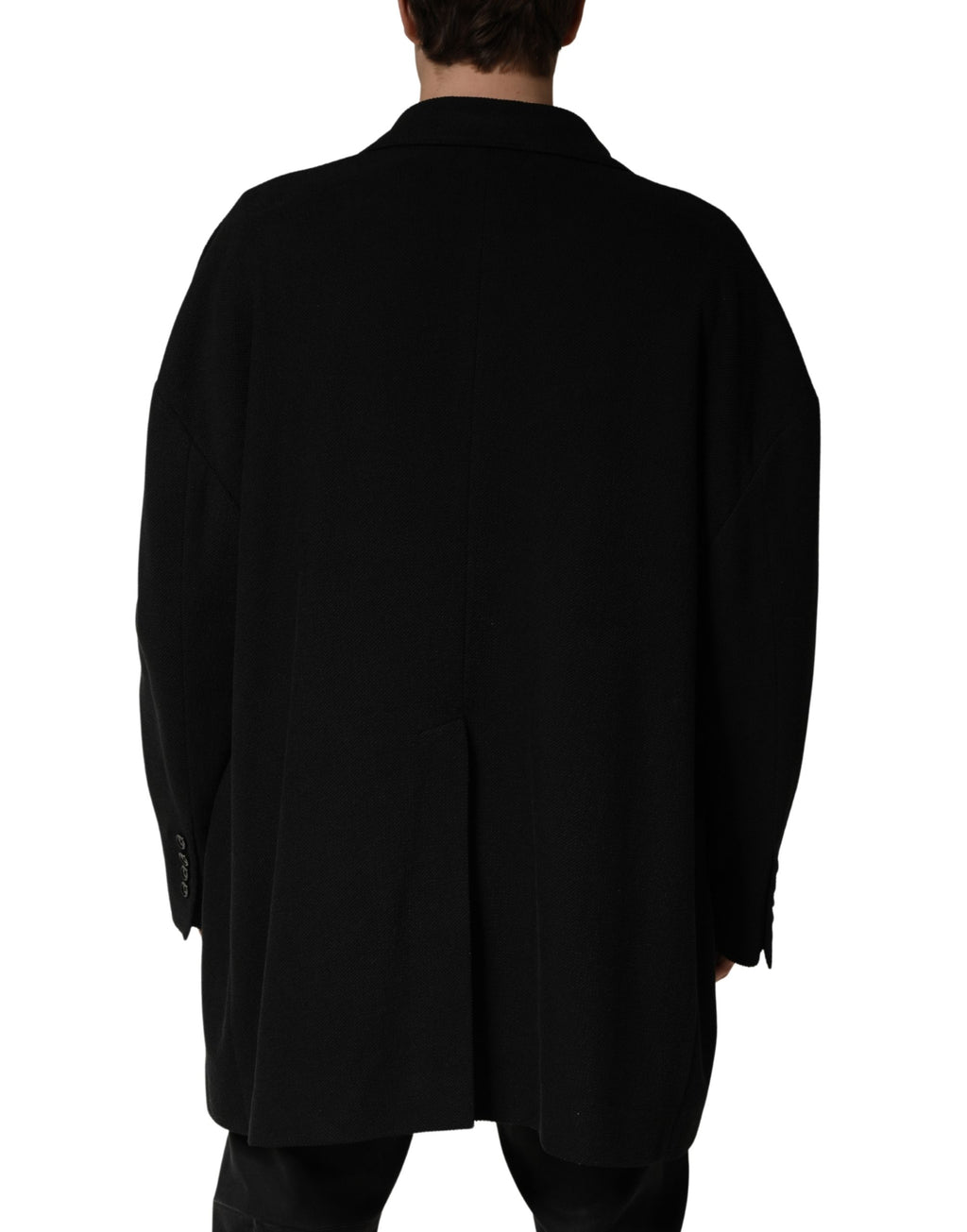 Veste de costume noire Dolce & Gabbana à double boutonnage avec deux boutons, style élégant et classique.