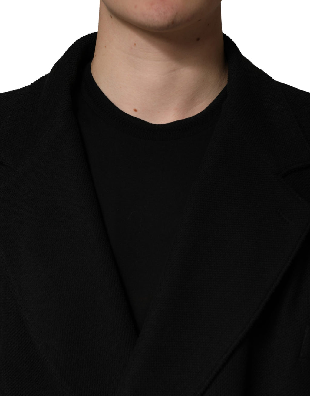 Veste de costume noire Dolce & Gabbana à double boutonnage avec deux boutons, style élégant et sophistiqué.