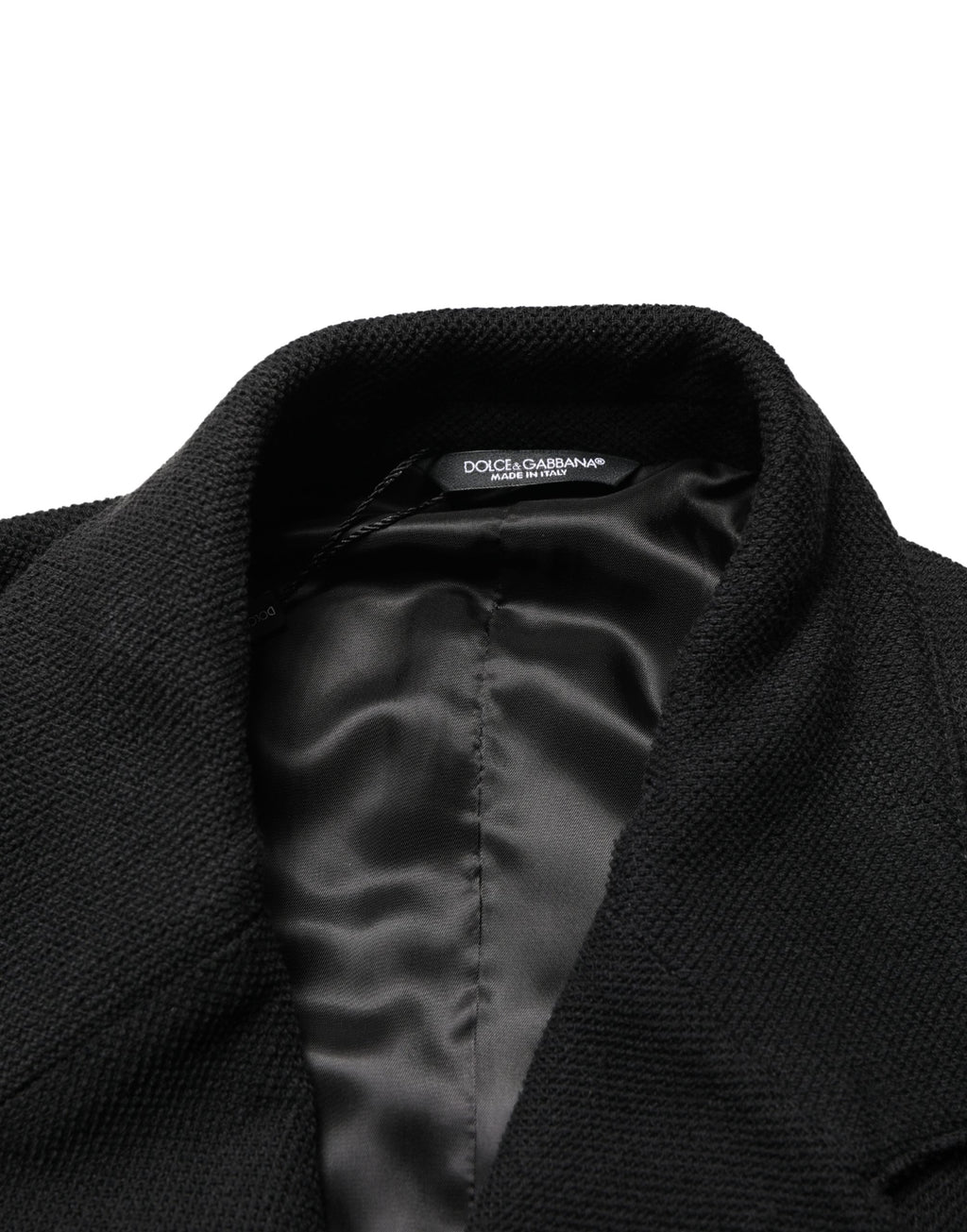 Costume noir Dolce & Gabbana à double boutonnage avec deux boutons, veste élégante pour homme.