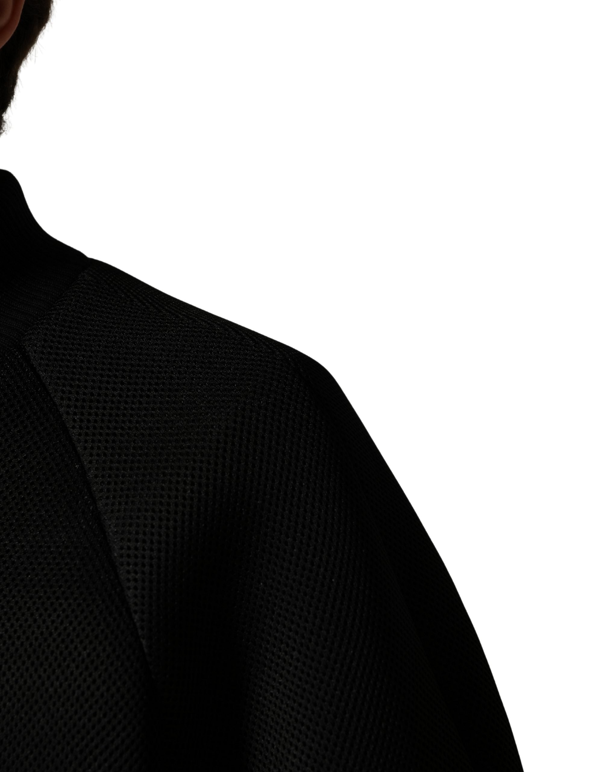 Veste bomber noire en nylon pour homme de Dolce & Gabbana avec fermeture éclair complète, style élégant et moderne