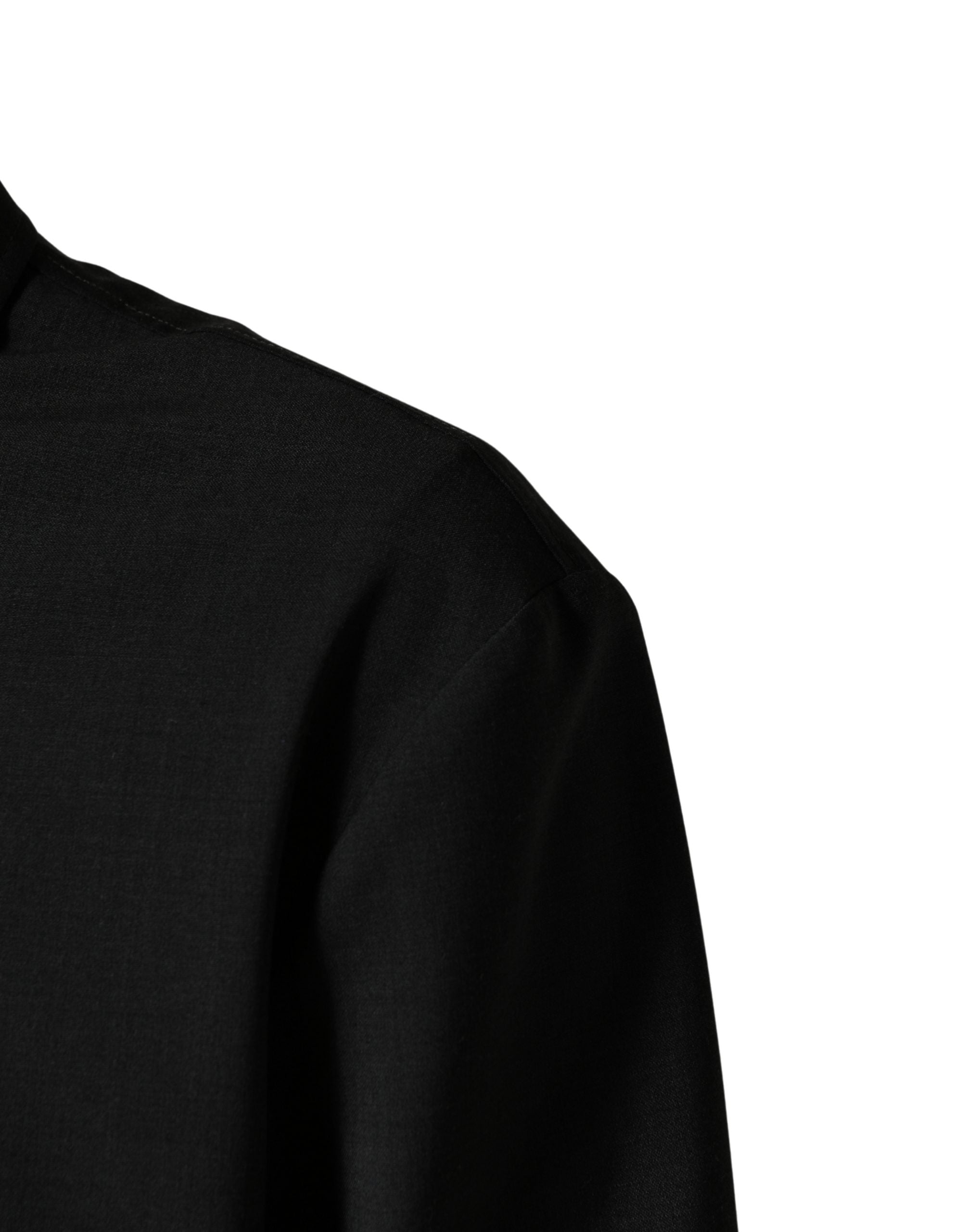 Veste bomber noire en laine pour homme de Dolce & Gabbana avec logo brodé et fermeture éclair complète.