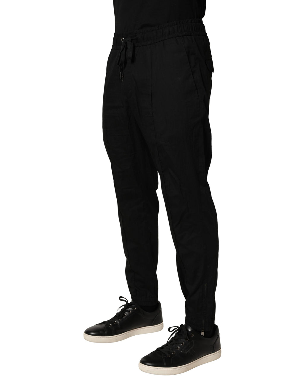 Pantalon jogger skinny en coton noir pour homme de Dolce & Gabbana, style décontracté et ajusté.