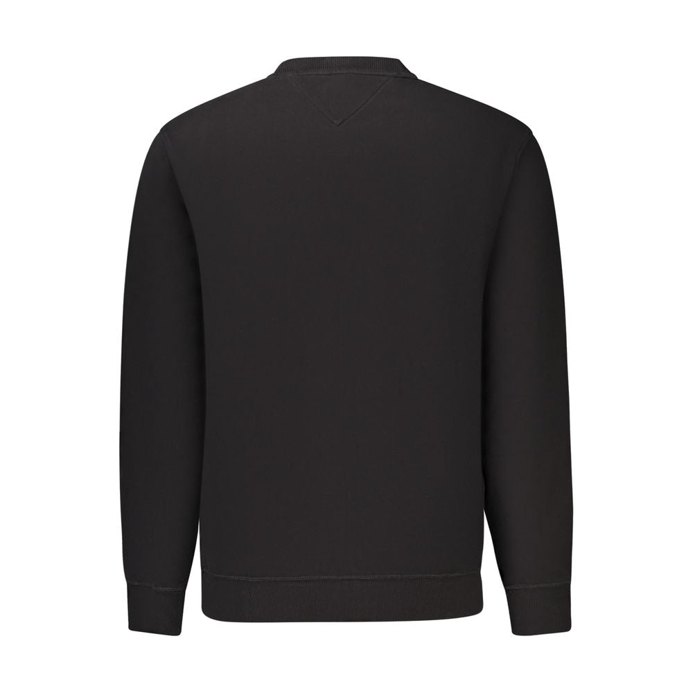 Sweat-shirt en coton noir pour homme de la marque Tommy Hilfiger, style décontracté avec logo visible à l'avant.