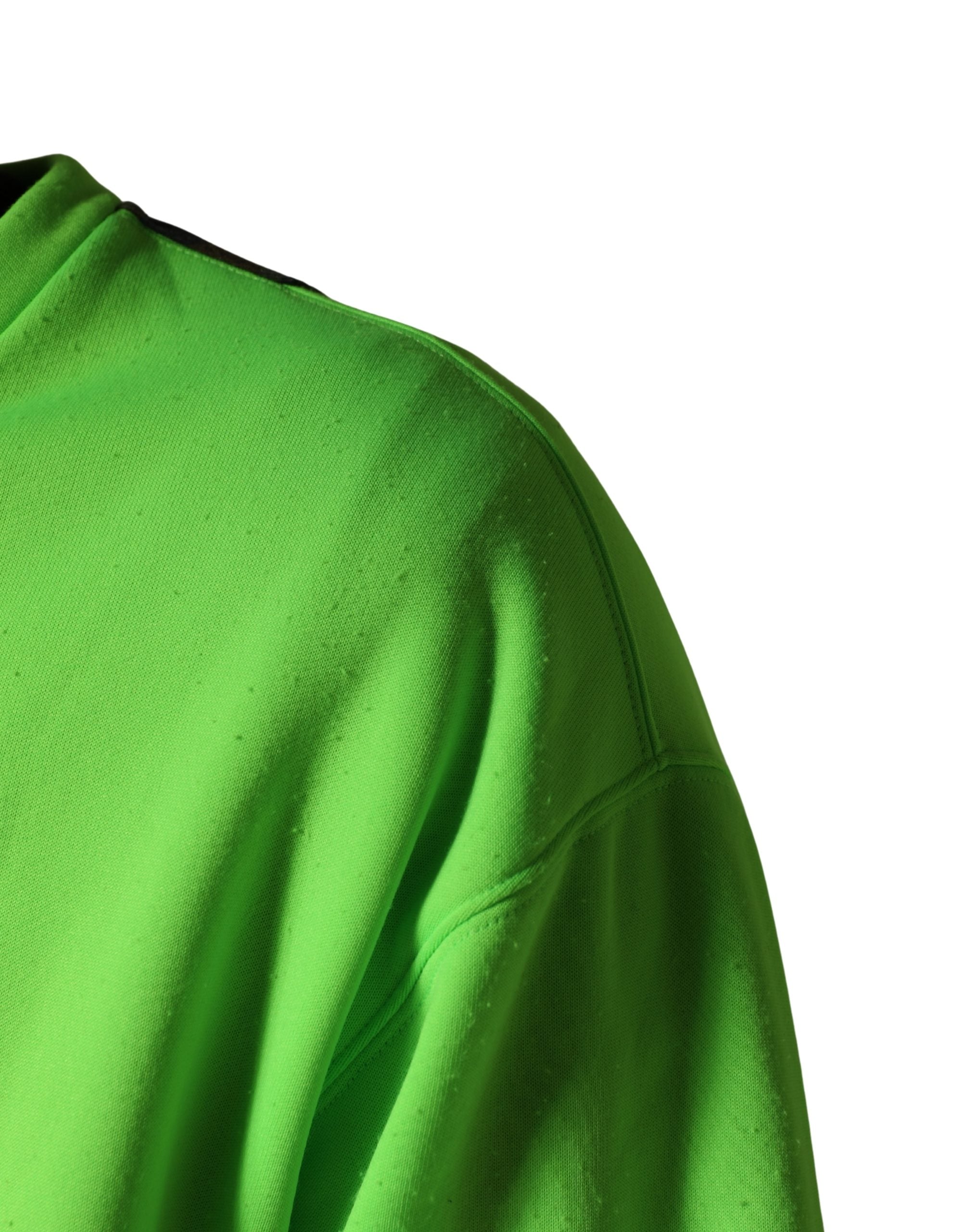 Sweatshirt homme Dolce & Gabbana en patchwork vert avec un cœur brodé, style décontracté et design unique.