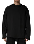 Sweatshirt en coton noir Dolce & Gabbana avec col rond, vue de face, détails du vêtement visible.