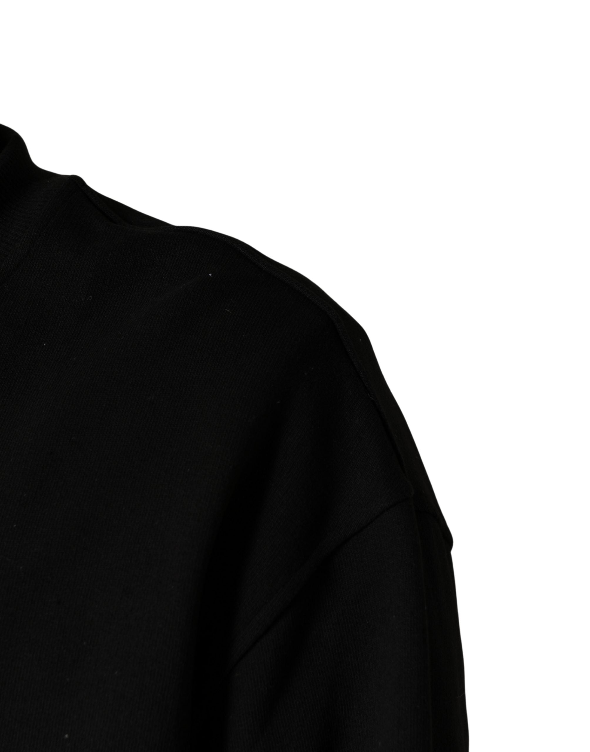 Sweatshirt noir Dolce & Gabbana en coton à col rond avec logo discret, vue de face.