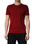 T-shirt en coton marron avec col rond à manches courtes de Dolce & Gabbana, vue de face.