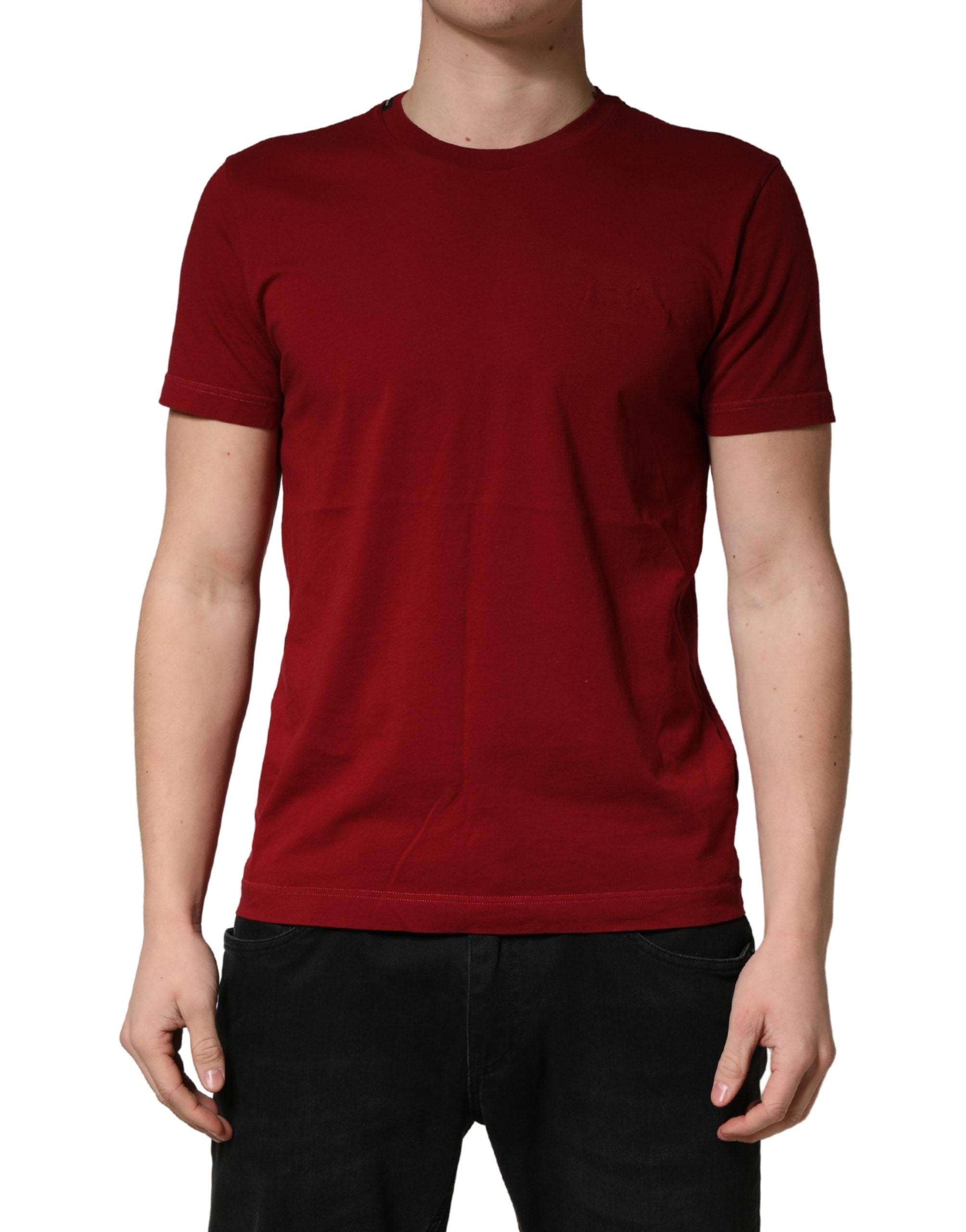T-shirt en coton marron avec col rond à manches courtes de Dolce & Gabbana, vue de face.