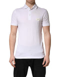 Polo pour homme Dolce & Gabbana blanc à col et manches courtes, tissu léger et élégant, vue de face.
