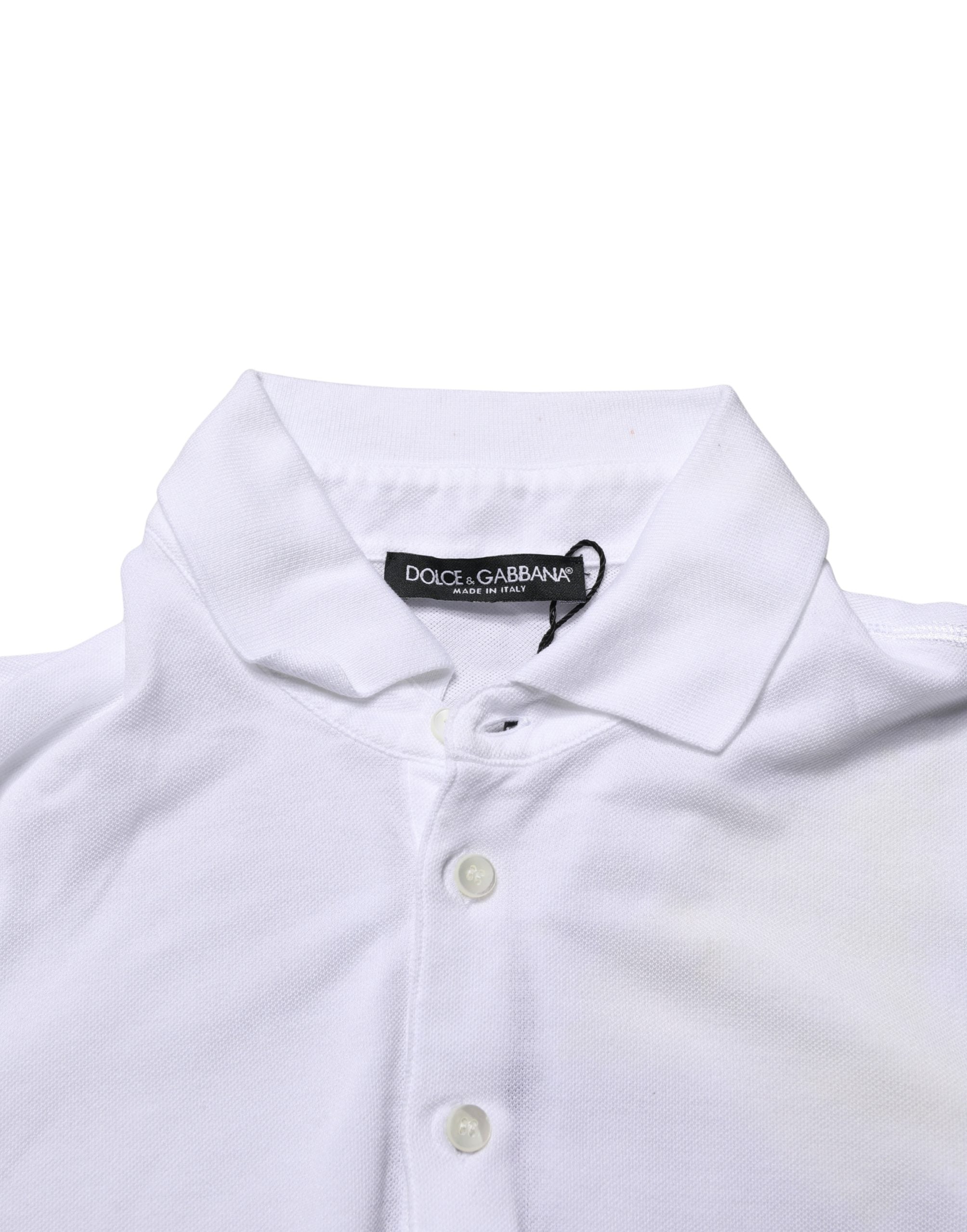 Polo pour homme Dolce & Gabbana à manches courtes blanches avec col, style élégant et moderne