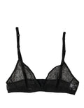 Soutien-gorge en dentelle noire Dolce & Gabbana Logo Mania, coupe douce et transparente, avec logo visible sur la poitrine.