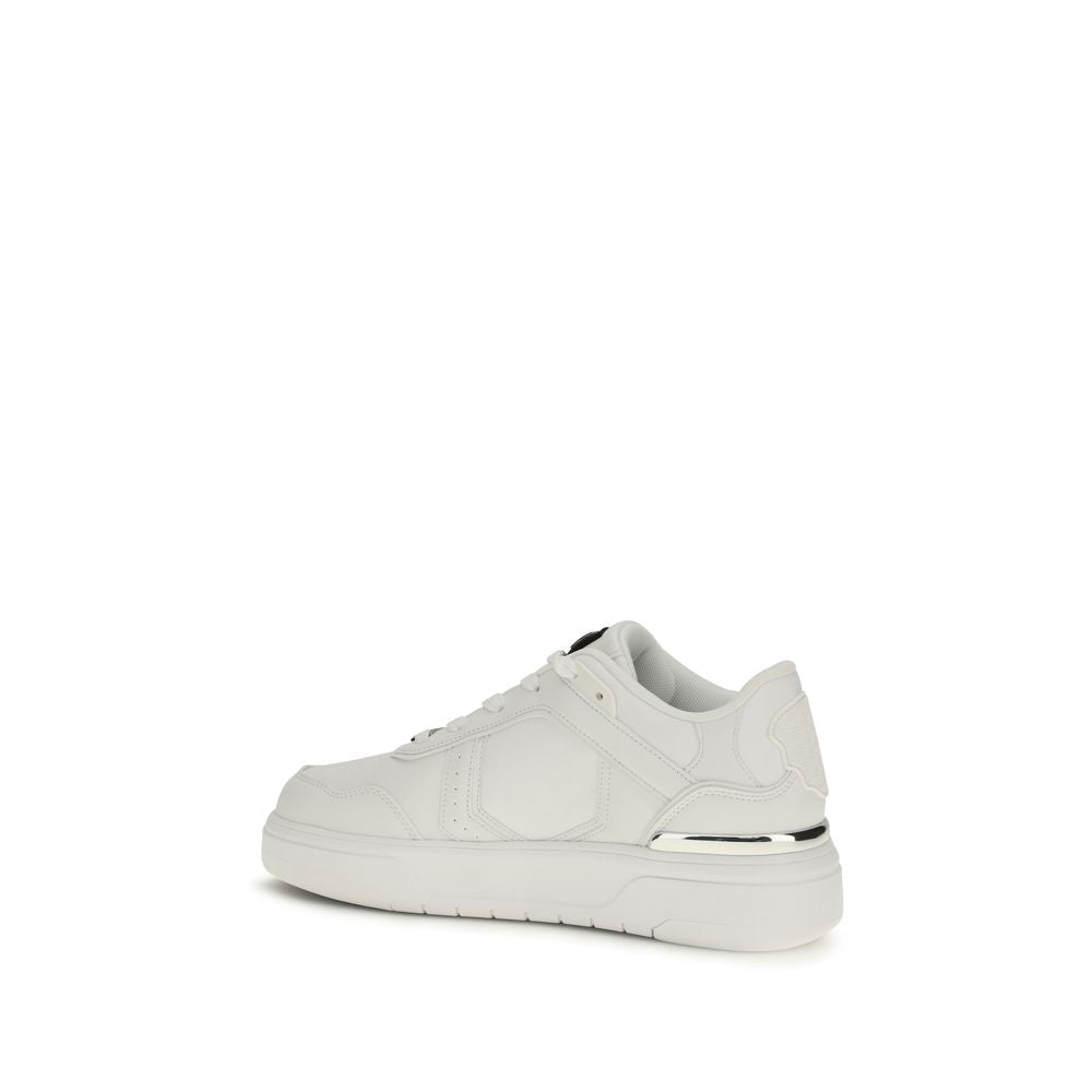 Chaussures de sport Philipp Plein Bos Taurus en cuir de veau blanc, baskets athlétiques élégantes et modernes.