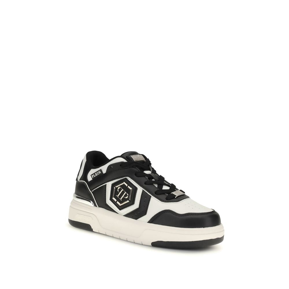 Sneakers Philipp Plein en cuir de veau noir Bos Taurus, chaussures de sport élégantes pour homme