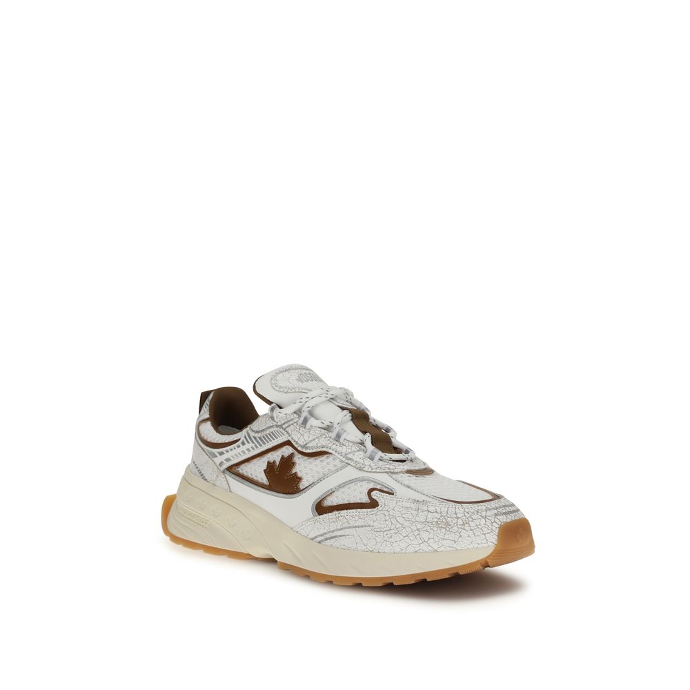 Sneakers athlétiques blanches en cuir de veau Dsquared² Bos Taurus, chaussures de sport modernes pour hommes.
