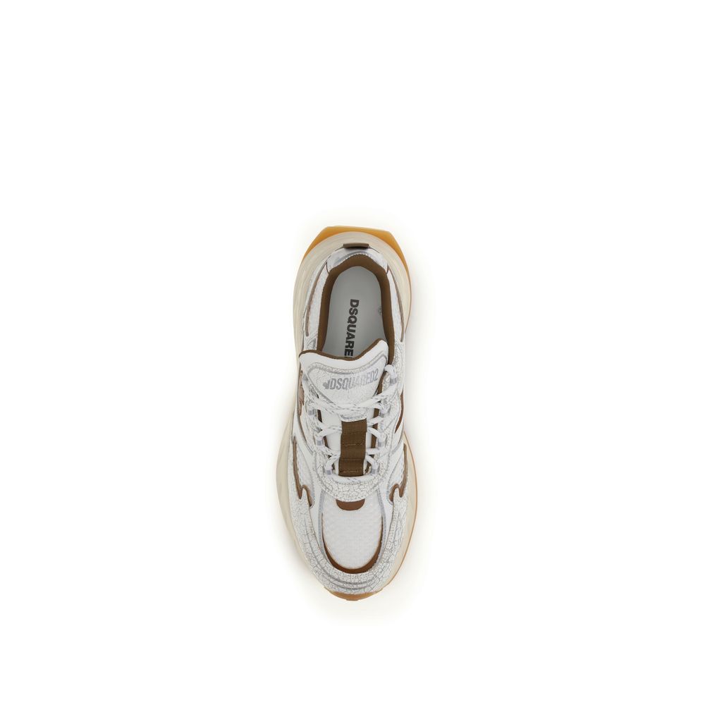 Sneakers sport en cuir de veau blanc Dsquared² Bos Taurus, chaussures athlétiques élégantes et confortables.
