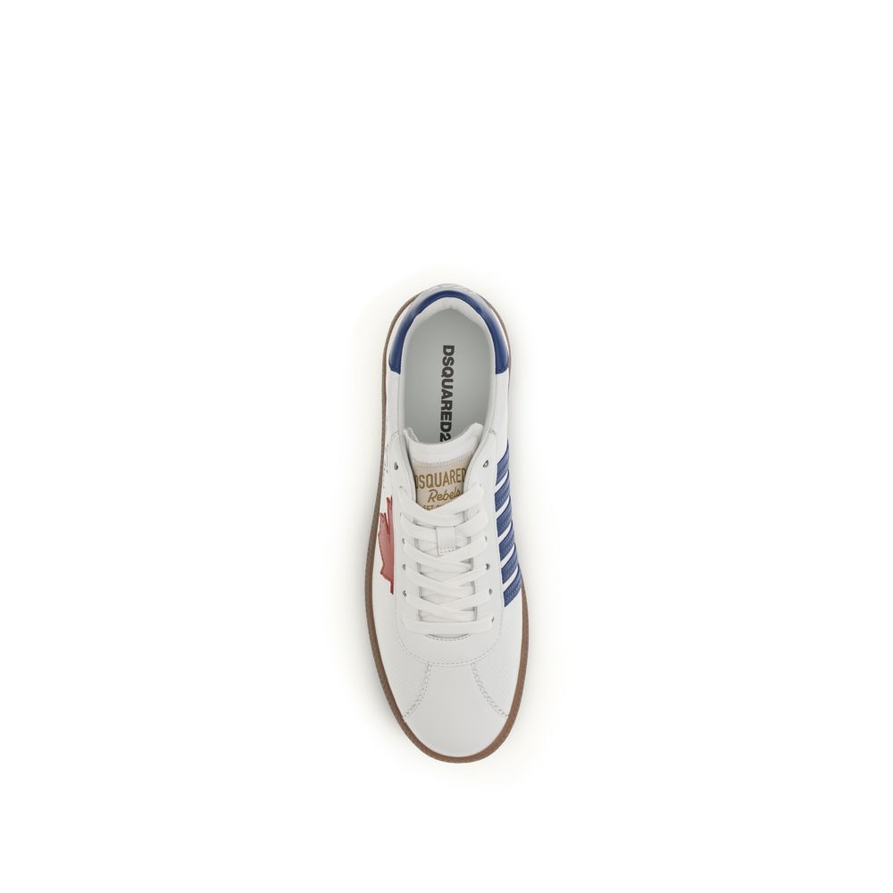 Chaussures chunky Dsquared² Bos Taurus en cuir de veau blanc, sneakers tendance avec semelle épaisse et design moderne.