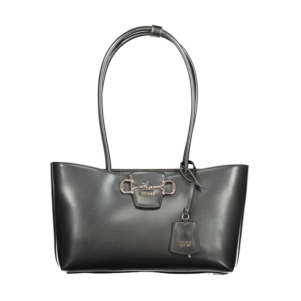 Sac à main Guess Jeans en polyréthane noir pour femme, avec design tendance et détails élégants.