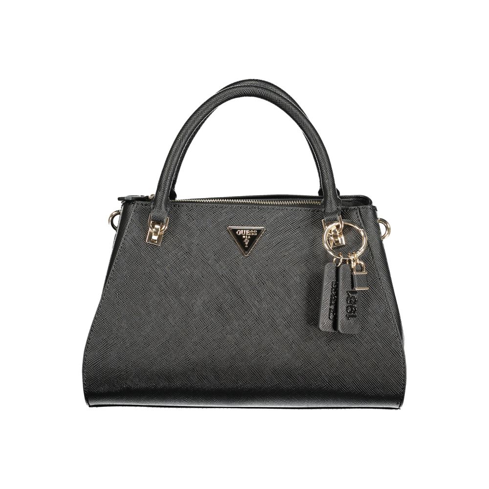 Sac à main Guess Jeans en polyuréthane noir pour femmes, avec détails élégants et finition soignée.