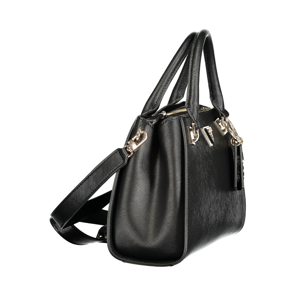 Sac à main Guess Jeans en polyuréthane noir pour femmes, élégant et tendance, avec finition sophistiquée et poignet pratique.
