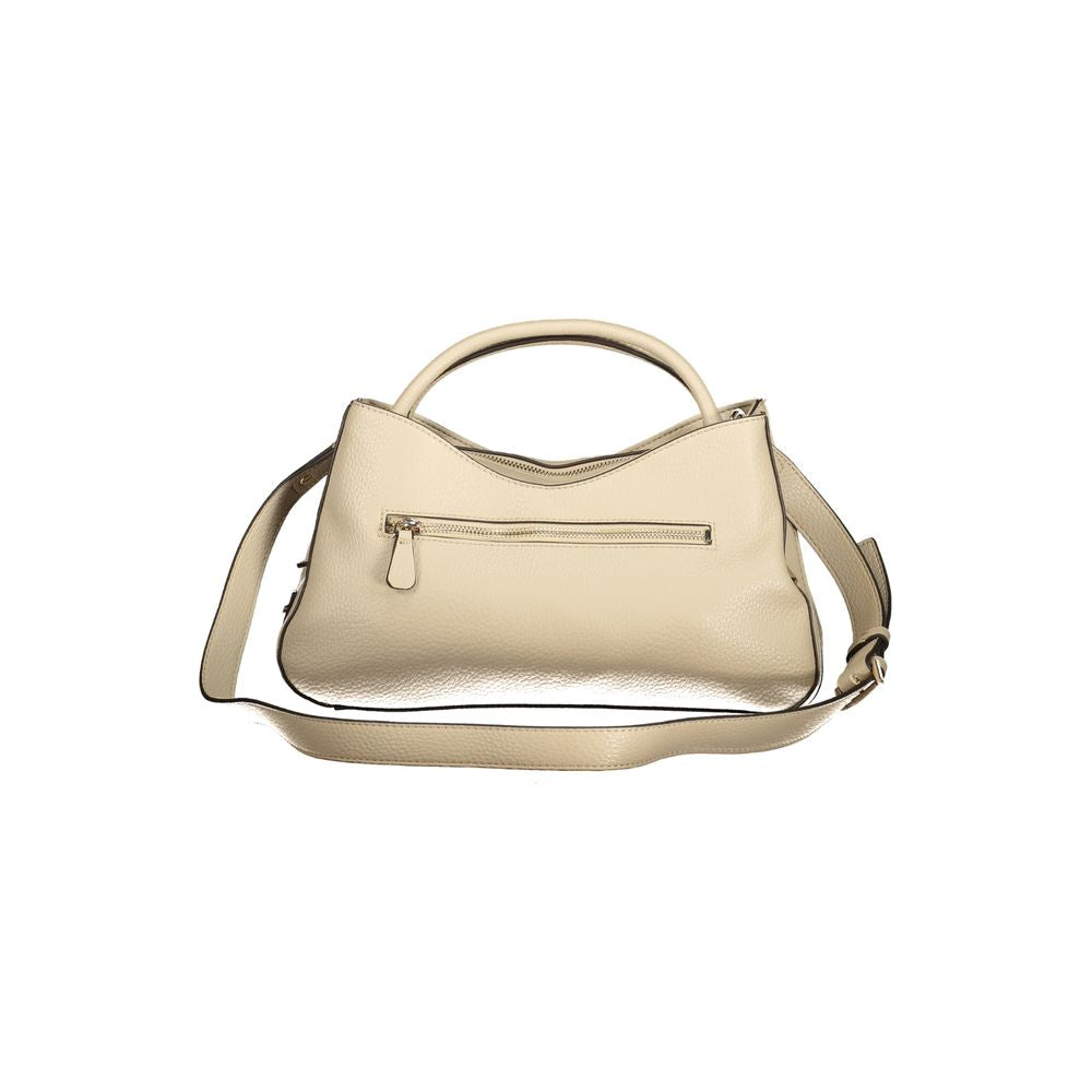 Sac à main Guess Jeans beige en polyuréthane pour femmes, avec détails élégants et bandoulière ajustable.