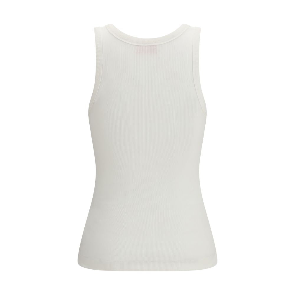 T-shirt à manches sans manches blanc en coton de la marque Diesel, vue de face.
