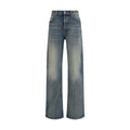 Jeans droits en coton bleu Diesel, style classique, visible en détail avec poche avant et fermeture éclair.