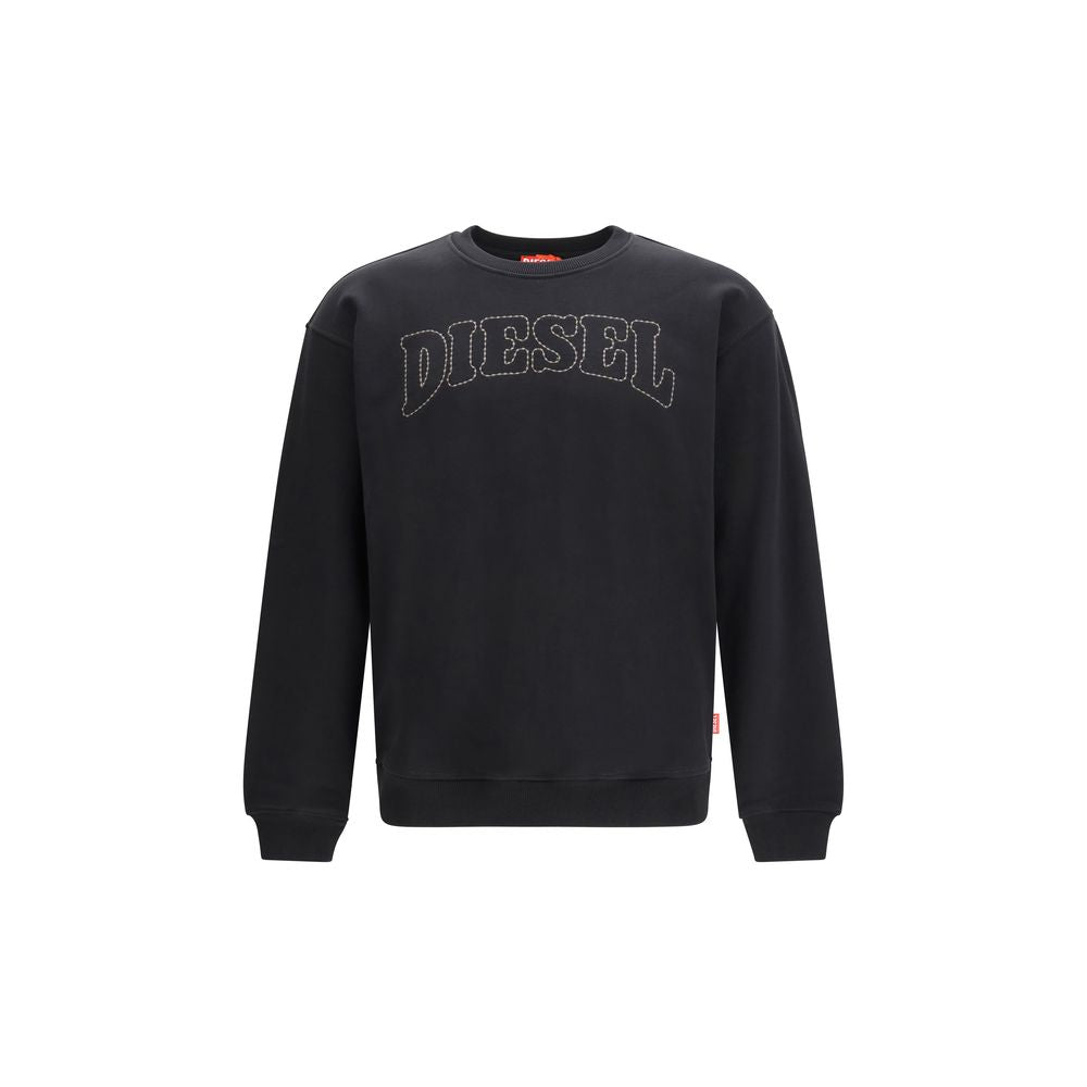 Sweatshirt en coton noir de Diesel, mode décontractée, avec logo Diesel visible, porté sur un mannequin.
