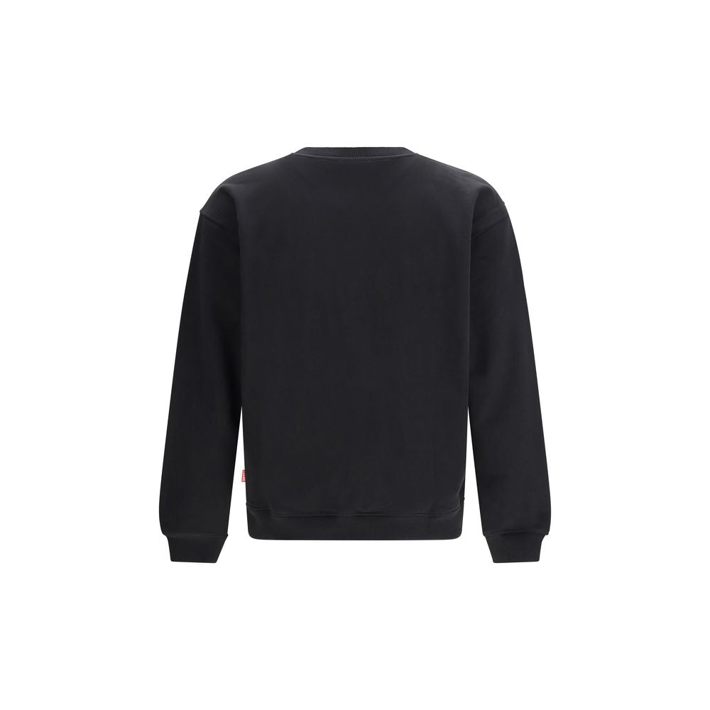 Sweat-shirt Diesel en coton noir avec logo imprimé, vue de face, idéal pour un style décontracté et moderne.
