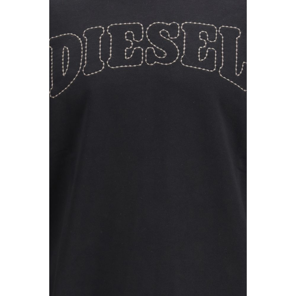 Sweat-shirt en coton noir de la marque Diesel, coupe décontractée, avec logo discret sur la poitrine, pour homme.