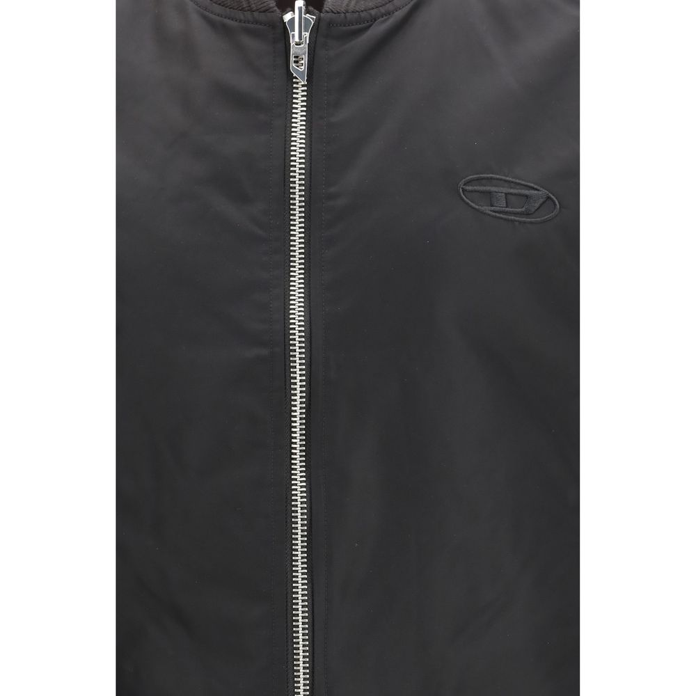 Veste sans manches Diesel marron en polyamide, vue de face avec détails de la texture et du col.