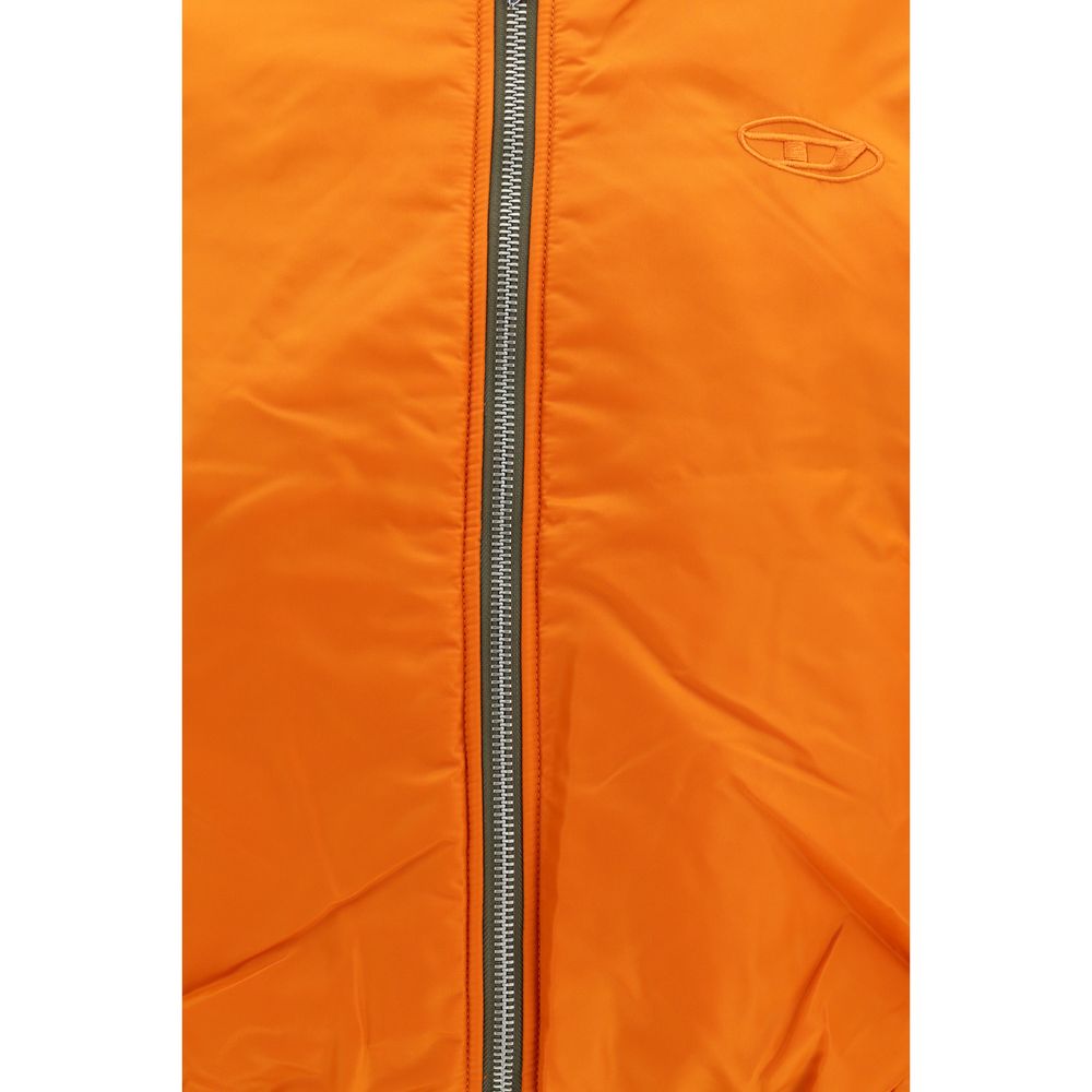Veste bomber bicolore en polyamide de la marque Diesel, vue de face avec fermeture éclair et col côtelé.