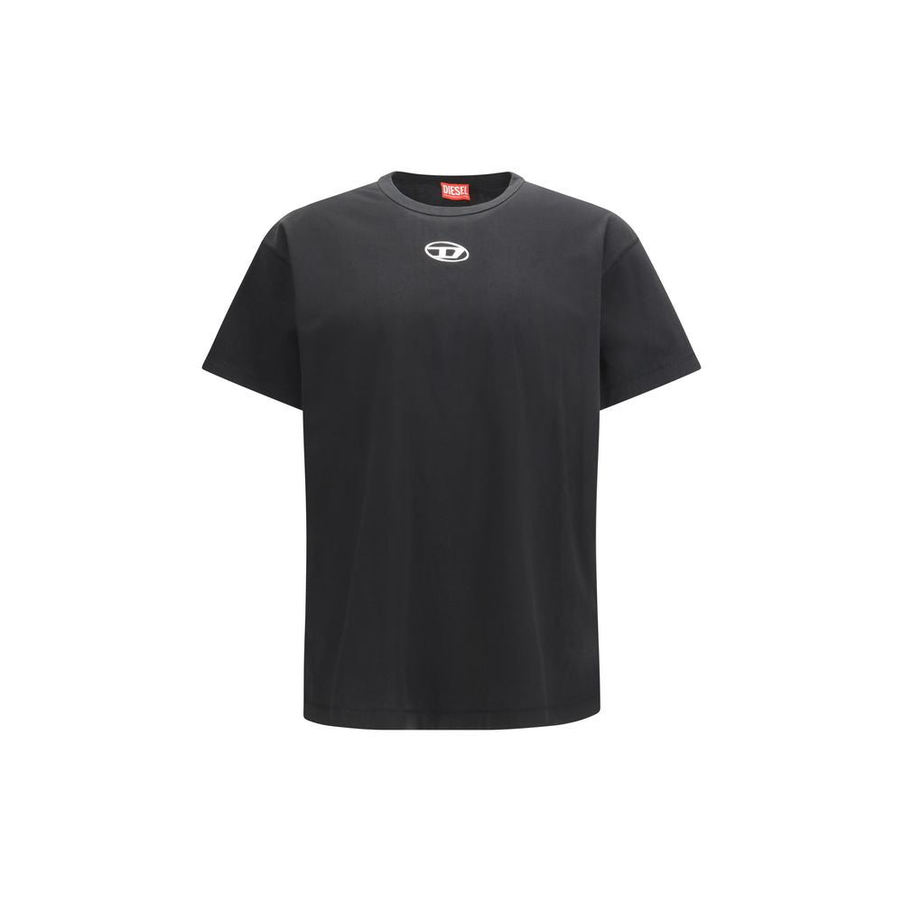T-shirt en coton noir Diesel, coupe classique, avec logo Diesel visible sur la poitrine, pour homme.