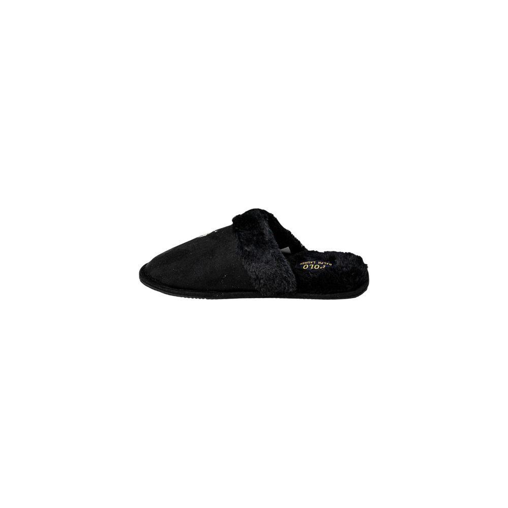 Pantoufles en polyester noires Ralph Lauren, confortables, avec logo Ralph Lauren visible, pour un style décontracté et élégant.