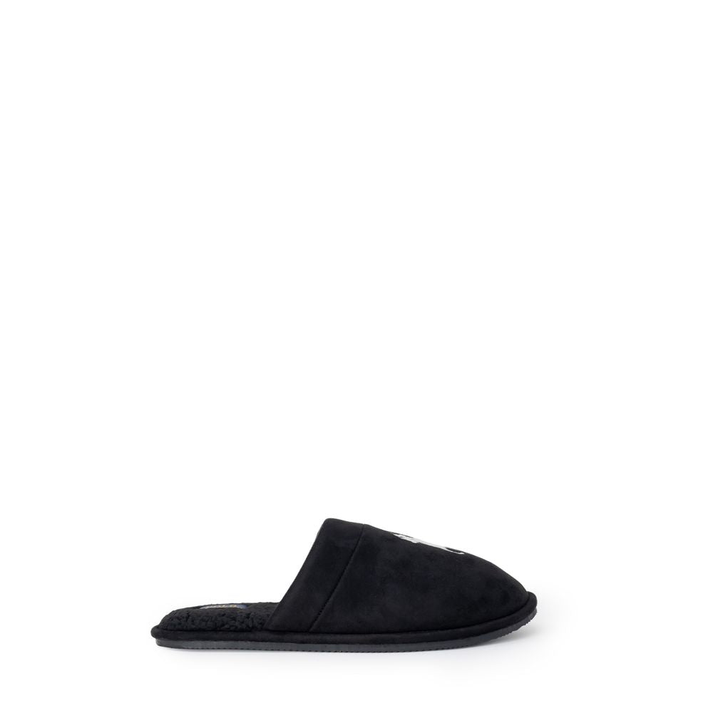 Chaussons en polyester noir de la marque Ralph Lauren, confortables et élégants, parfaits pour la maison.