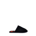 Pantoufles en polyester noir Ralph Lauren, confortables et élégantes, avec logo Ralph Lauren visible sur la surface.