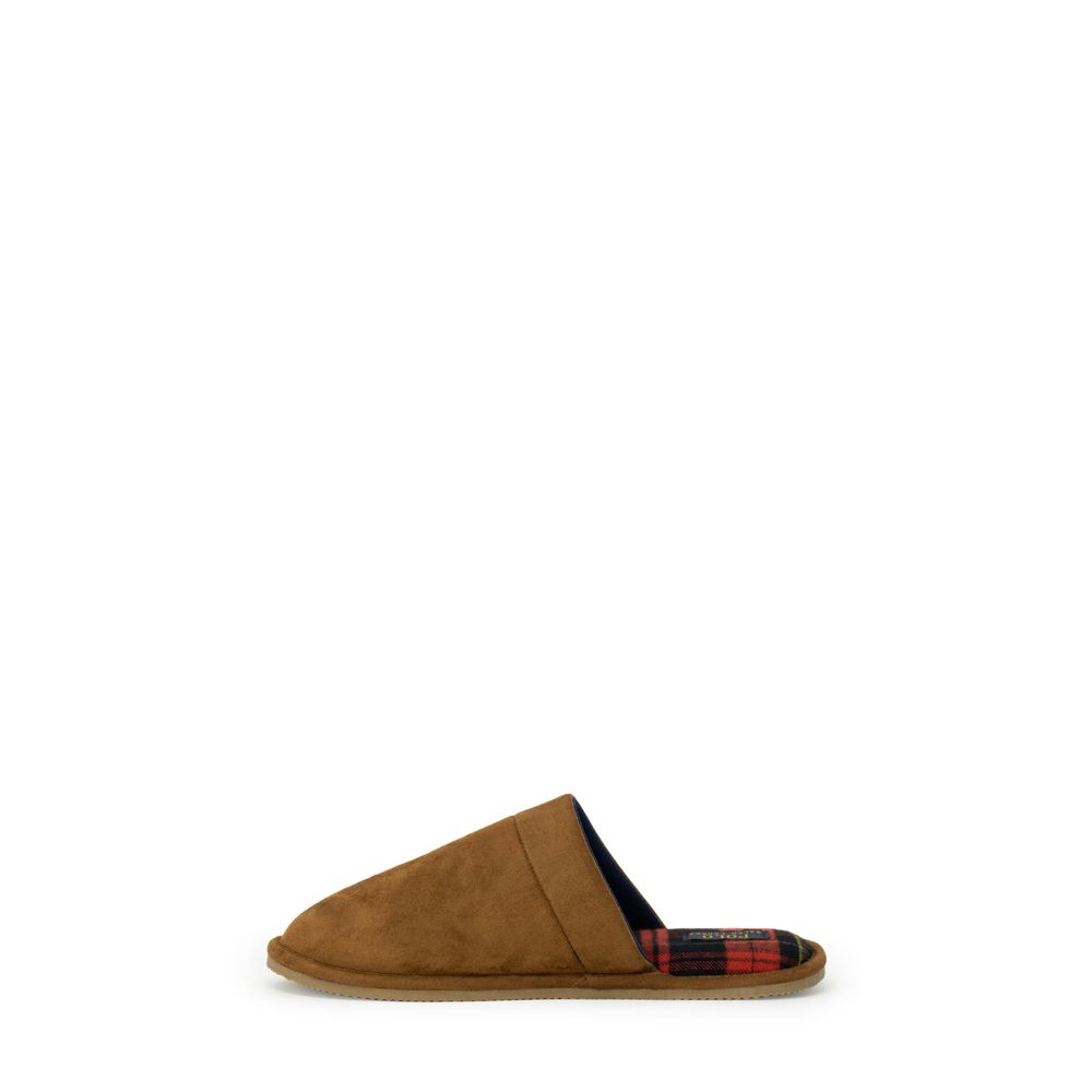 Chaussons en polyester beige de Ralph Lauren avec semelle douce, parfaits pour le confort à la maison.