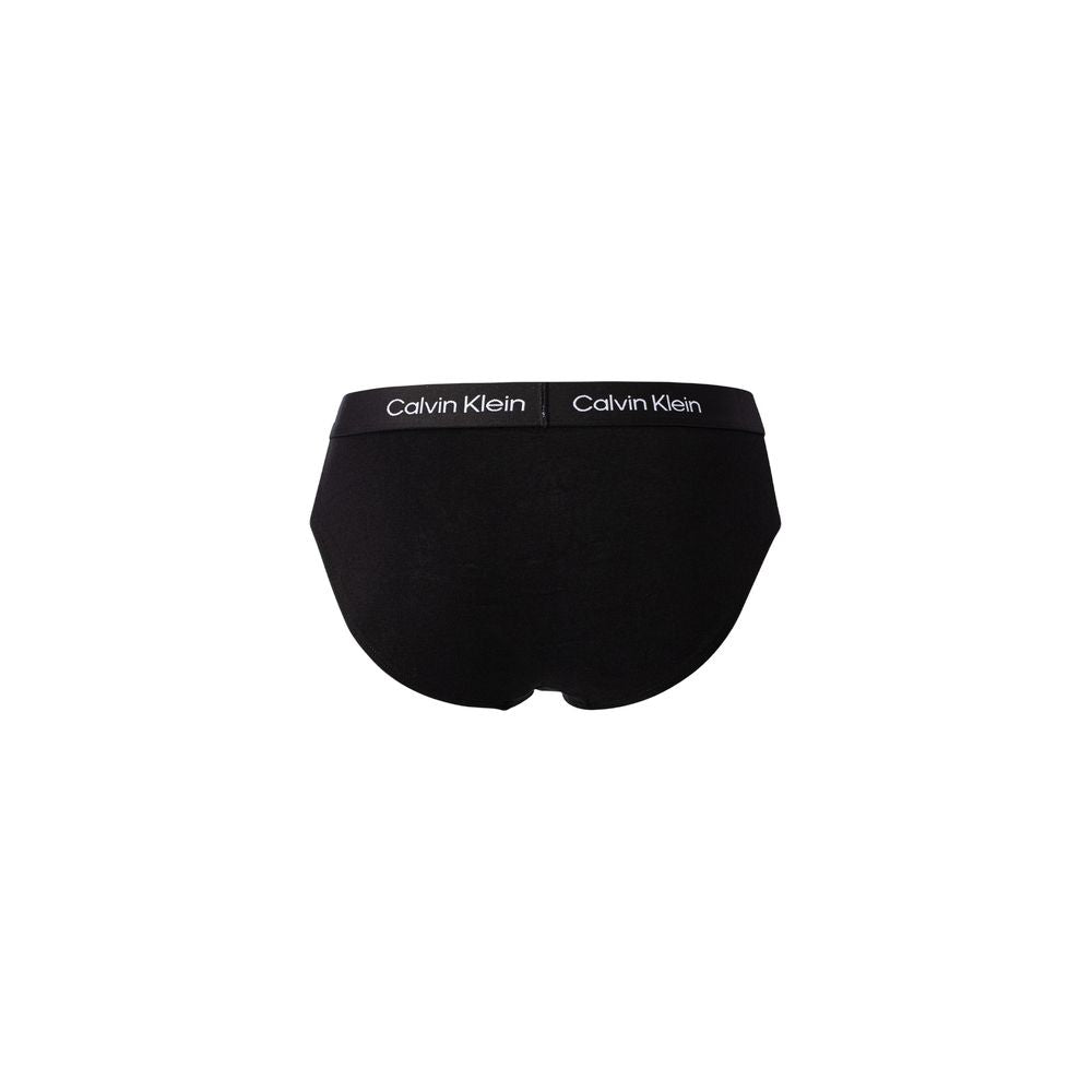Caleçons briefs en coton noir de la marque Calvin Klein Underwear, vue frontale sur un fond blanc.