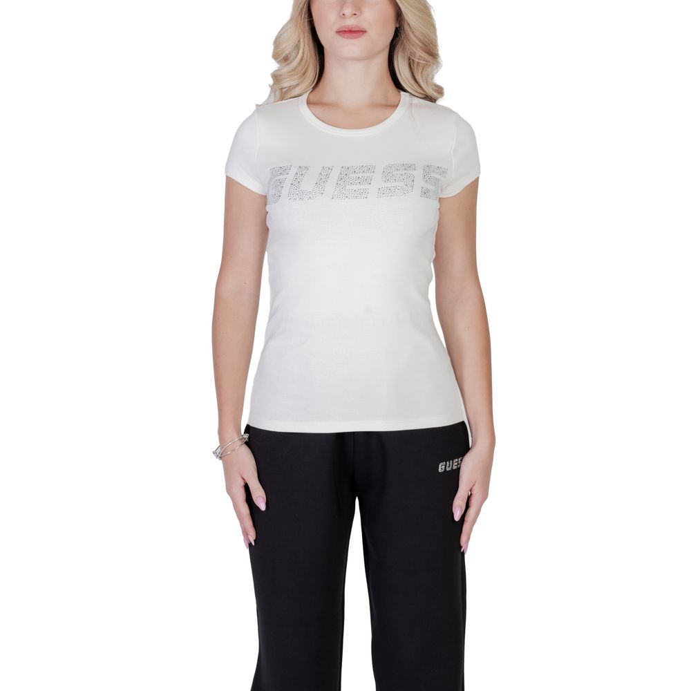 T-shirt en coton Guess Active de couleur unie, coupe classique, logo Guess en évidence sur la poitrine, pour un style décontracté.
