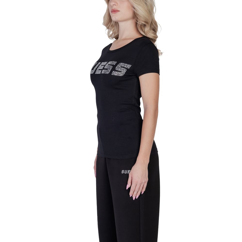 T-shirt en coton noir Guess Active, style décontracté, logo Guess visible, pour sport et casual, mode masculine.