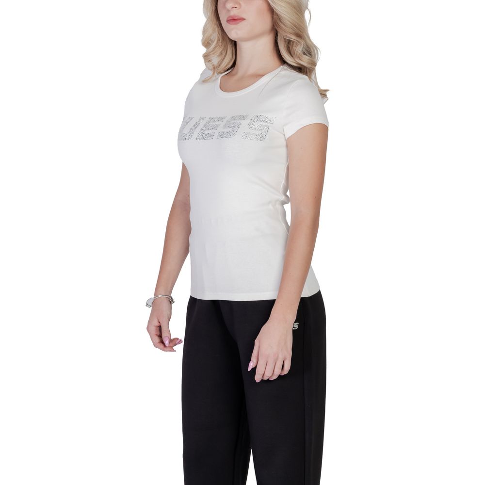 T-shirt blanc Guess Active en coton, coupe classique, avec logo Guess Active visible sur la poitrine.