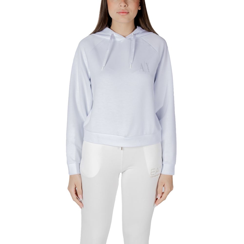 Sweat à capuche blanc en viscose de la marque Armani Exchange, vue de face avec détails du design.