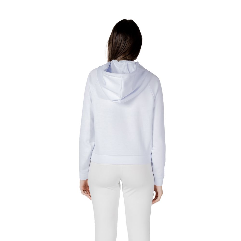 Hoodie blanc en viscose de la marque Armani Exchange, style décontracté avec capuche et manches longues.
