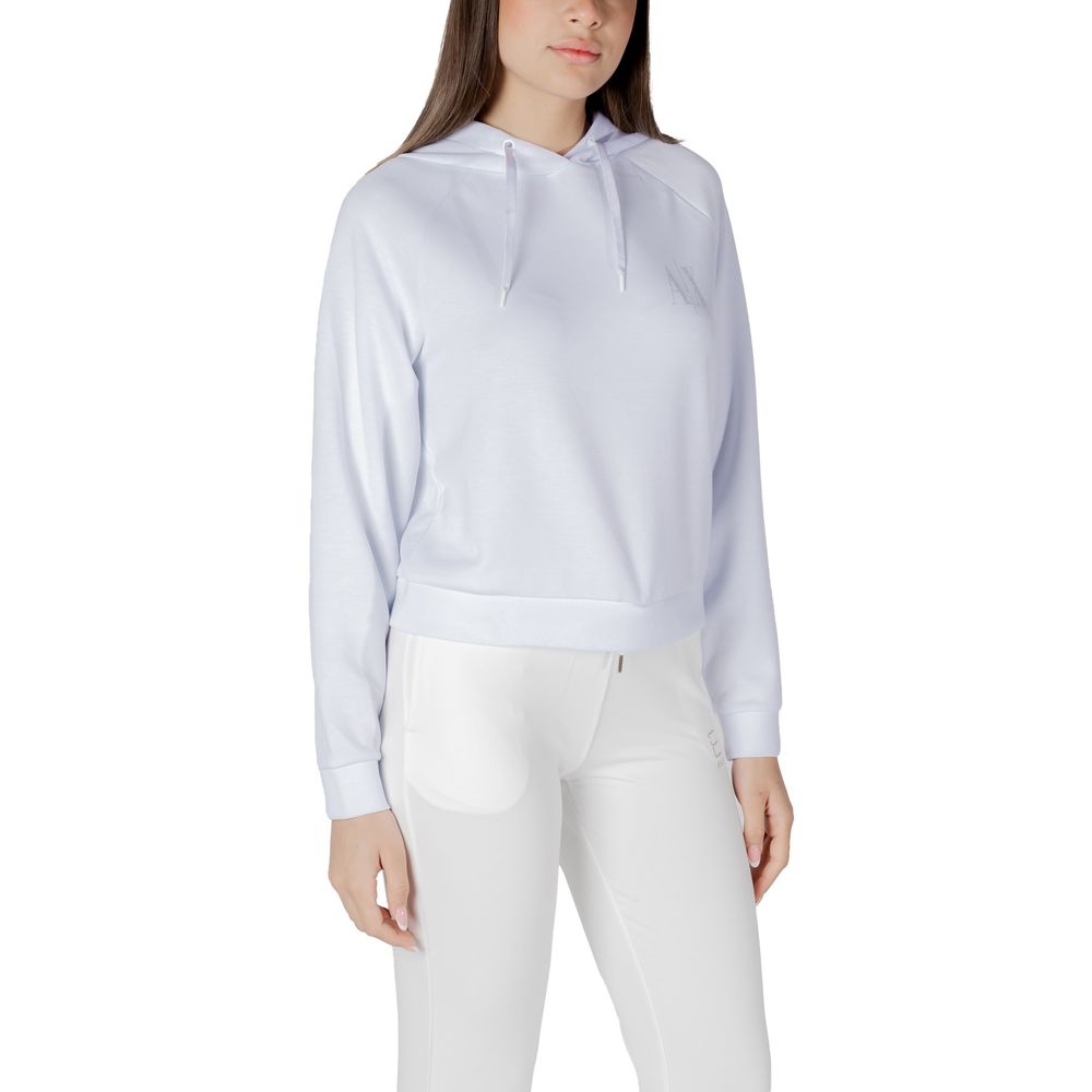 Hoodie blanc en viscose de la marque Armani Exchange, coupe décontractée avec capuche et manches longues.